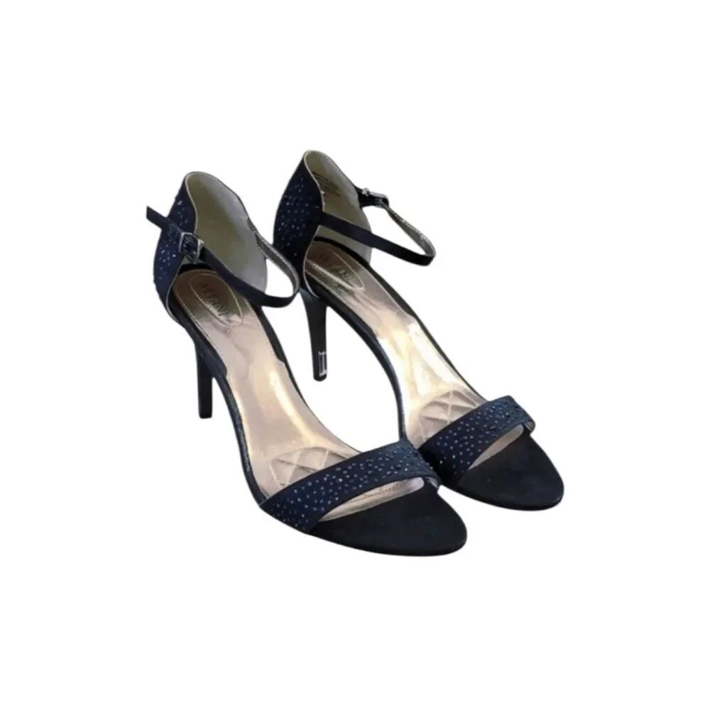 Alfani Pyrra Navy Blue Sparkle Ankle Strap Sillouette Heel Size 10